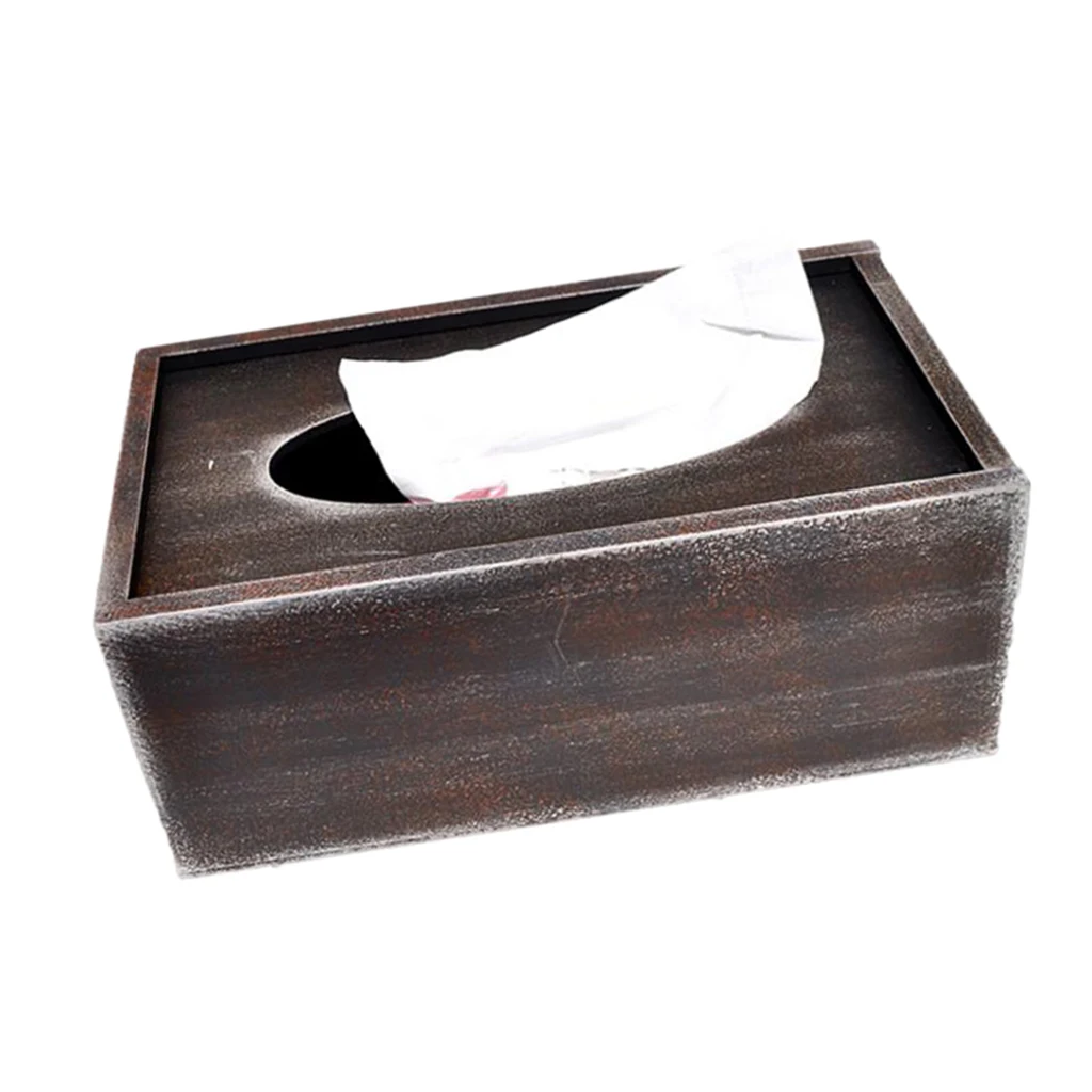 Vintage Style Wood Tissue Box Cover Tissue Paper Dispenser Home Office Decor