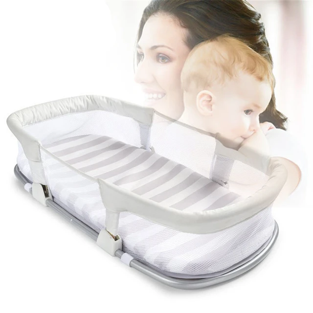 Portable Baby Bed Cribs with Mattress Newborn Safe Cot Foldable Infant