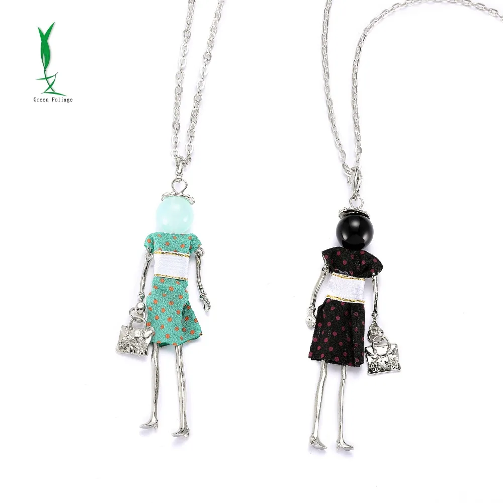 

Newest Fashion doll Pendant Necklace Jewelry lovely dress women necklace Pendant Accessories gift wholesale free shipping