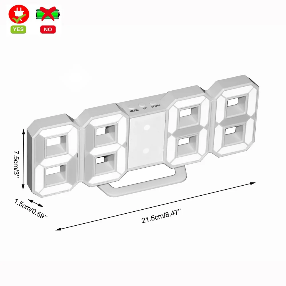 3D цифровые настенные часы светодиодный электронный будильник большие цифры для удобного просмотра яркость регулируемый светильник USB питание