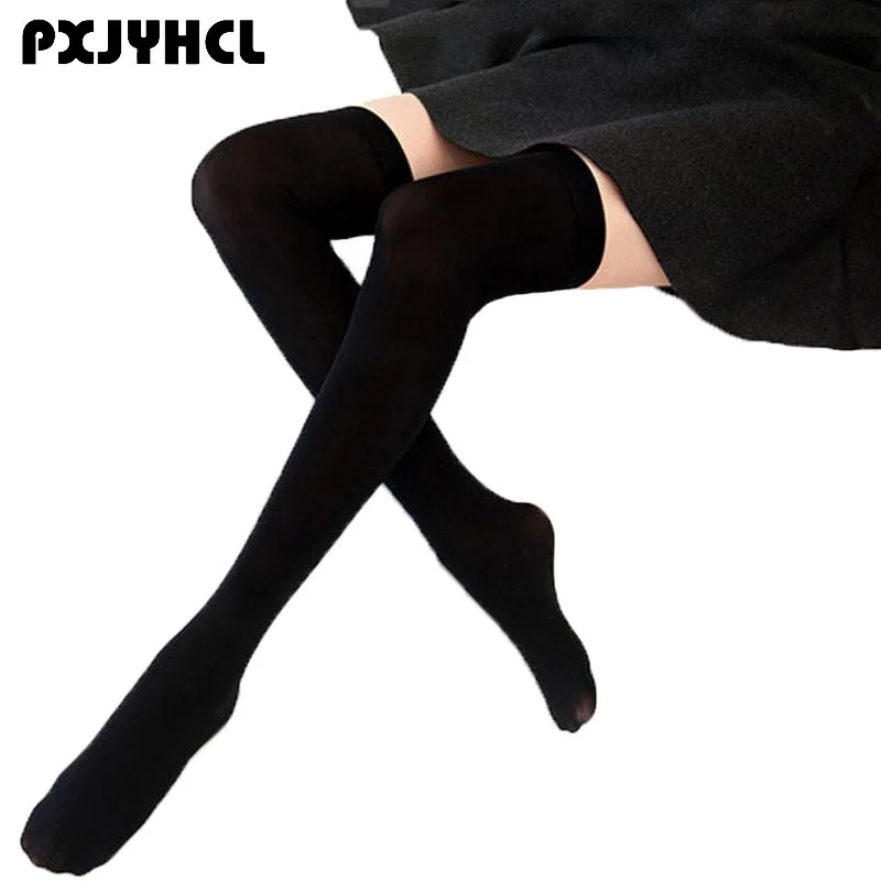 Women Over High Knee Stocking Soild Japanese Student Sexy Long Leg Socks Girl Thigh Lingerie Party Black Opaque Stockings