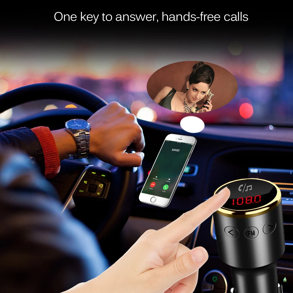 Onever FM передатчик Bluetooth V4.2 беспроводной автомобильный комплект FM модулятор MP3 плеер Громкая связь вызов двойной USB зарядное устройство QC3.0 Новинка