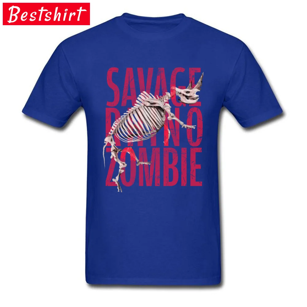 Savage Rhino Skeleton Zombie Casual Summer Autumn 100% Cotton O Neck Men Tops Shirt cosie Tee-Shirt Cheap Short Sleeve T Shirts Savage Rhino Skeleton Zombie blue
