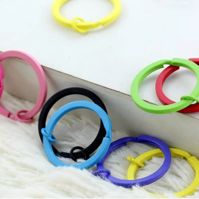 Tanduzi 20PCS Metal DIY Accessories Color Painted Key Ring Split Fluorescent Candy Keychain Chains 30MM Decoden | Дом и сад