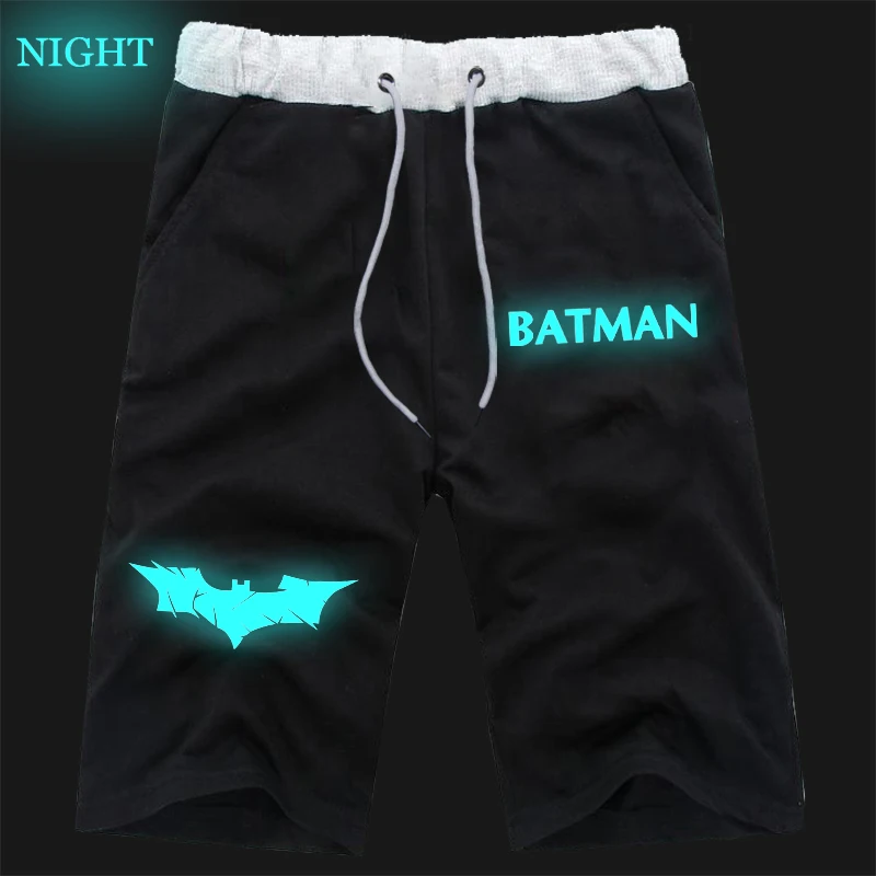Women Men New Fashion Casual Breathable Pants Batman Bruce Luminous Short Pants Jogger Jogging Short Pants - Цвет: 1-Luminous