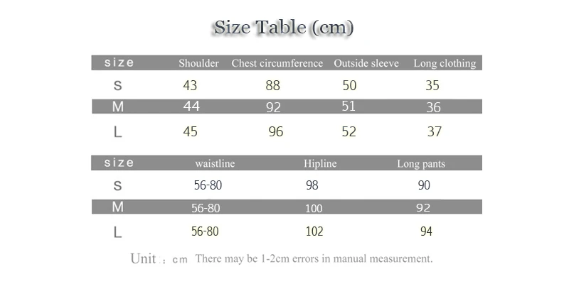 size table 1