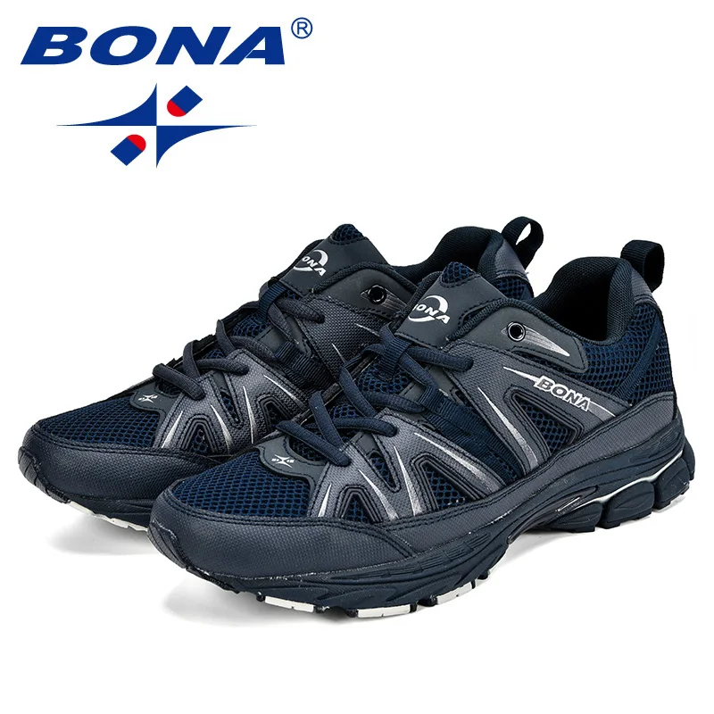 BONA Few Popular Style Men Running Shoes Mesh Cow Split Microfiber Men Sport Shoes Lace Up Outdoor Jogging Shoes Men Sneakers