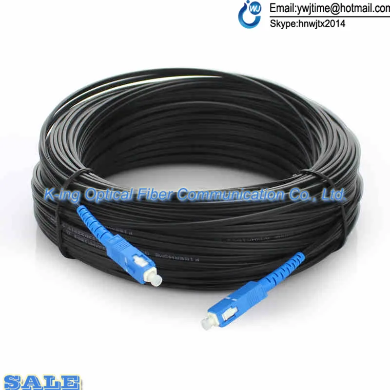 

100M Outdoor FTTH Fiber Optic Drop Cable Patch Cord SC to SC Simplex SM SC-SC 100 Meters Drop Cable Patch Cord