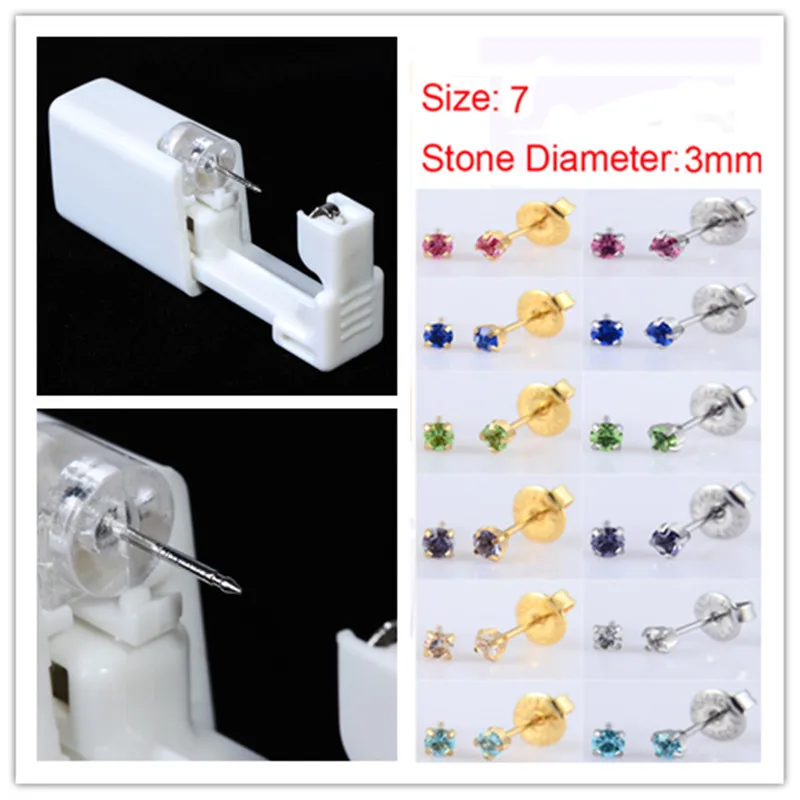 

2018 3MM Shinning Disposable Sterile Body Ear Nose lip Piercing Kit Tool Stud Safety