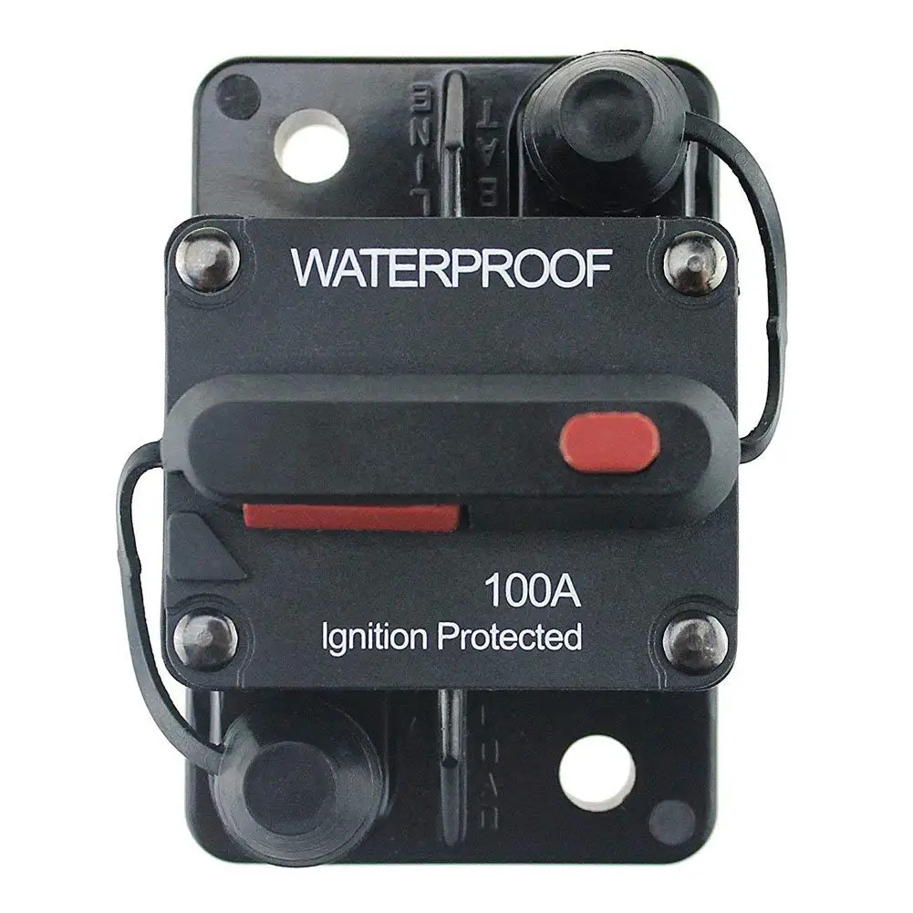 100A Waterproof Circuit Breaker Fuse Holder with Manual Reset Toggle