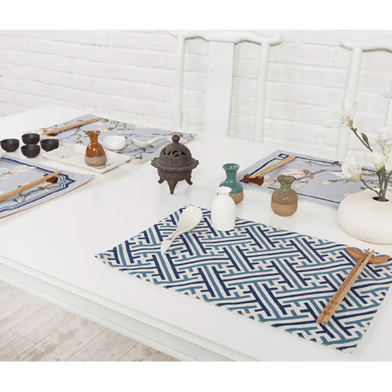 Подстилка под столовую посуду DUNXDECO из хлопка и льна|table placemats|decorative placematsfabric placemats |