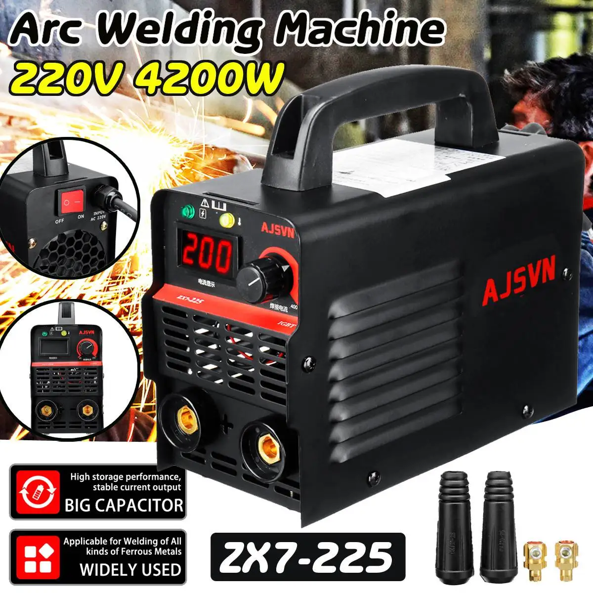 

New 220V Adjustable 20A-225A 4200W Handheld IGBT Inverter Arc Welder-Welding Machine Digital Display Mini Portable Welding Tool