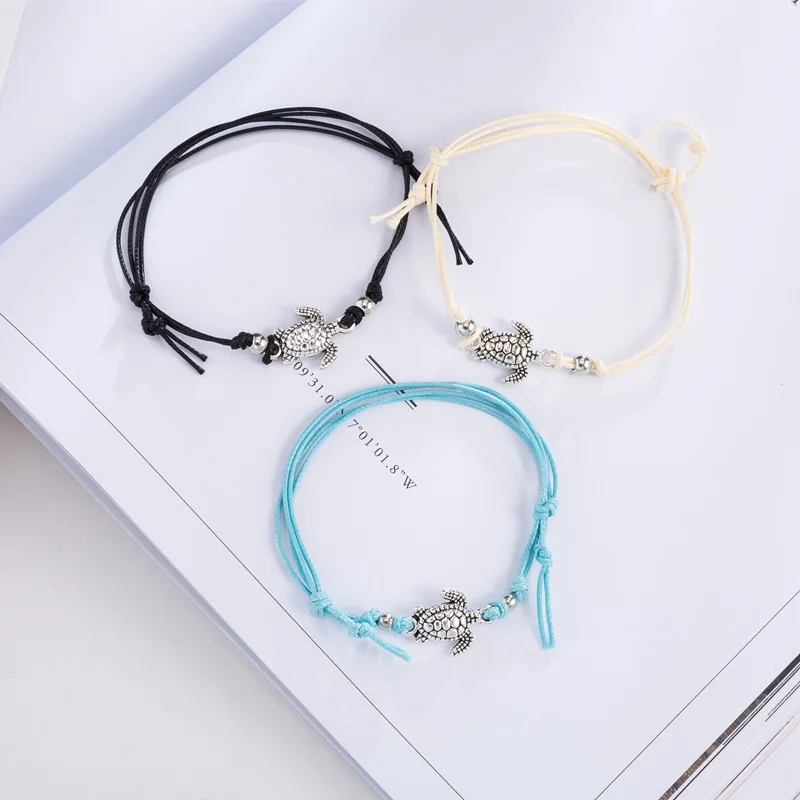 

Bohemian Rope String Turtle Charm Anklets For Women Handmade Foot Leg Bracelets Yoga Statement Beach Jewelry Bijoux