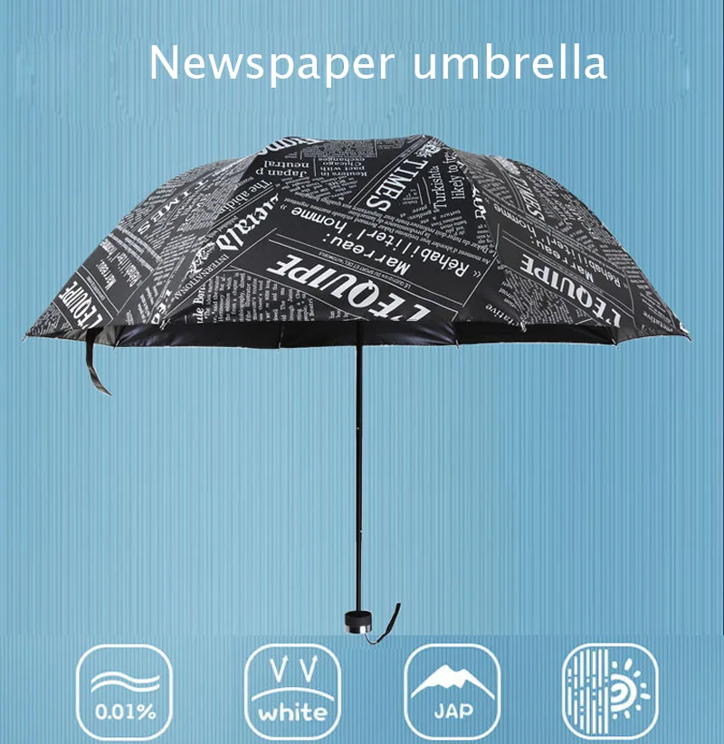 Vinyl Sunscreen Umbrella For Women Men Folding Sunny Rainy Windproof Sunscreen Newspaper Umbrella Women Men Umbrellas    (7)
