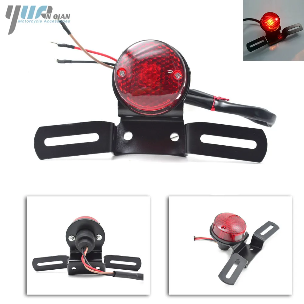 Motorcycle Black Retro Brake Stop Rear Tail Light Lamp Light License Plate Holder For Harley Kawasaki Suzuku Ducati Yamaha Honda
