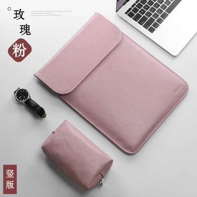 Новые матовые из искусственной кожи рукав сумка для ноутбука 15,6 14 для macbook Air 13 Чехол Pro retina, 11, 12, 15 лет для Xiaomi Mi Тетрадь 12,5 13,3 - Цвет: PU pink sets