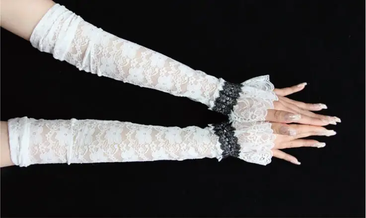 Открытое кружевное Для женщин длинные солнцезащитные перчатки защиты от солнца водительские перчатки Лето рука рукава перчатки