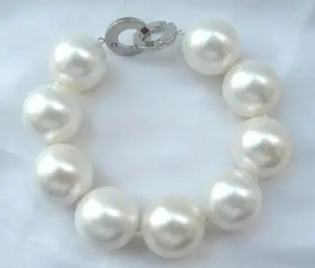 

Fashion Natural Sea Pearl Shells 20mm White Pearl Bracelets 7.5 "@ ^ Noble Style Natural Fine Jewe Free Shipping
