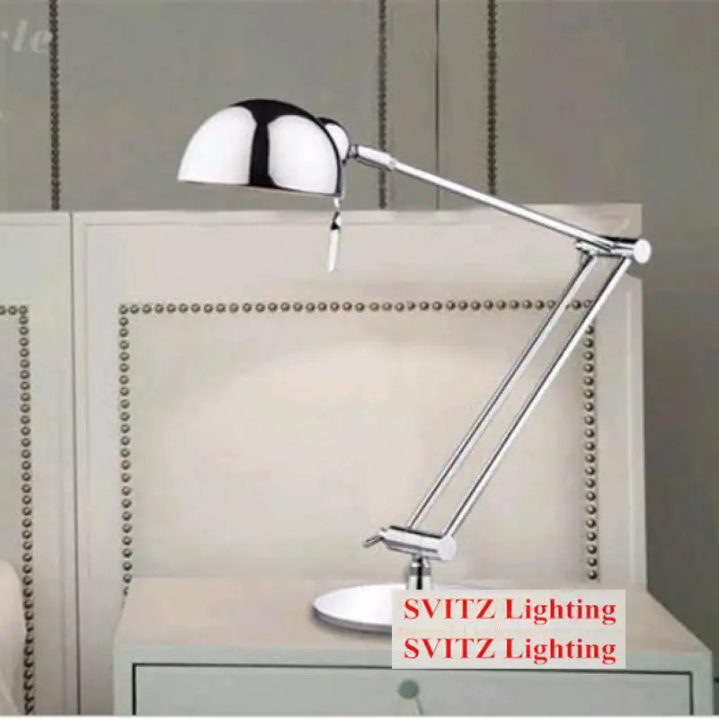 

Free shipping Chrome modern Foldable desk lamp sconce & switch study room E27 led adjustable Table Lamp Bedside reading Lighting