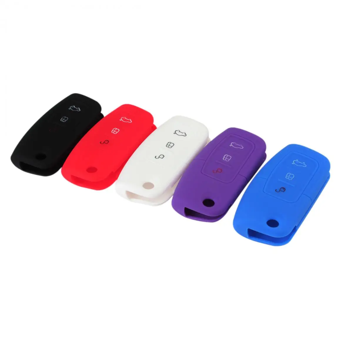 

Wholesale 3 Buttons Silicone Key case Car Flip folding key Cover Remote Case for Ford Fiesta 5 colors available