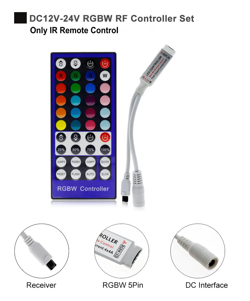 RGBW светодиодный контроллер DC12V 40Key ИК-пульт дистанционного управления/Bluetooth управление для RGBW или RGBWW светодиодные полосы света