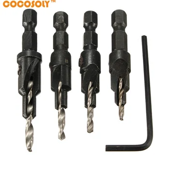 

HSS Carpentry Countersink Drill Bit Set Woodworking + Hex Shank #6 #8 #10 #12