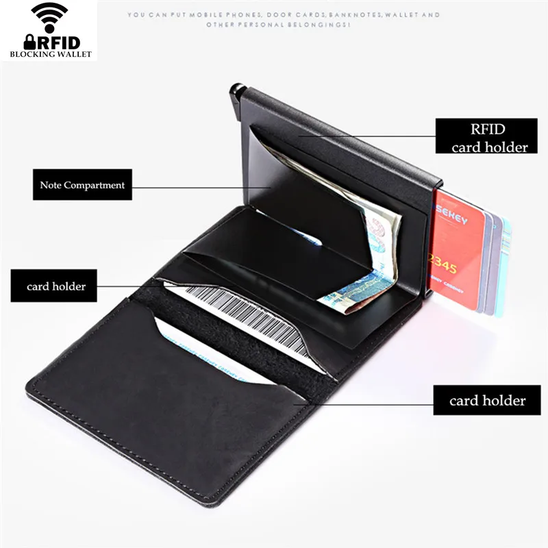Металлический держатель для карт visi GORO с RFID Винтажный чехол автоматический зажим