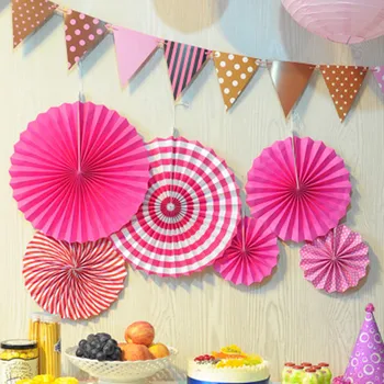 

6Pcs/set Colorful Wheel Tissue Paper Fans Flowers Wedding Decoration Birthday Party Decorations Kids Home Decor Party Supplies
