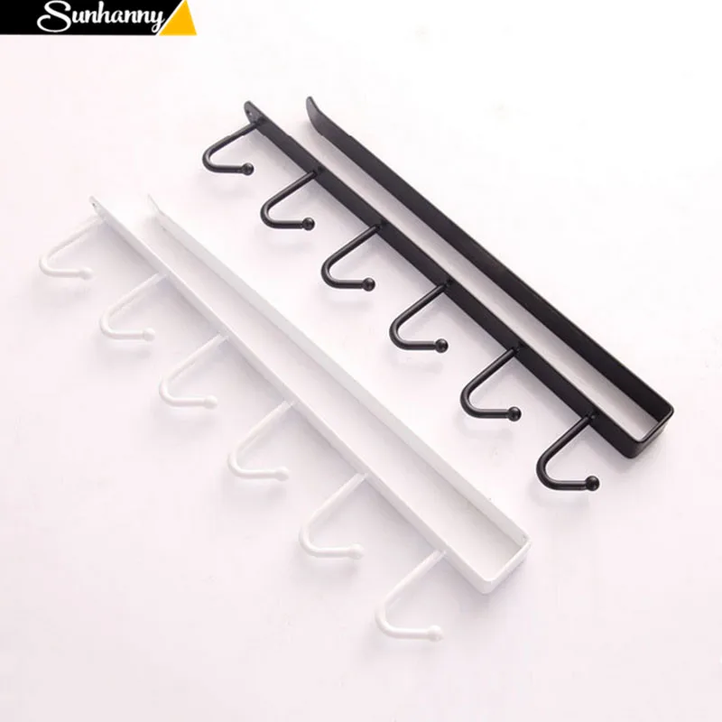 

Sunhanny Kitchen Iron Storage Rack Multi-functional Cupboard Hanging Hook Shelf Bathroom Organizer Holder For Towel Cup