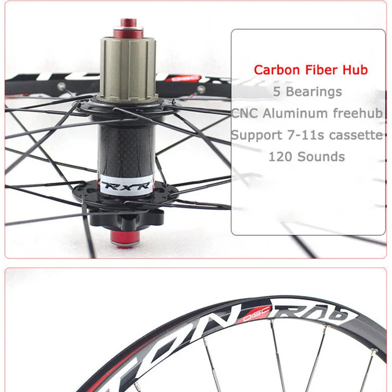 Cheap Mountain Bike Wheels 26" 27.5"29" Carbon Bicycle Wheelset  MTB Bicycle Wheel Set 7-11s Aluminum Hub Disc Brake Wheelsets 5