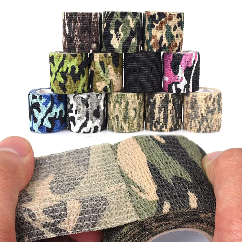 Bendaggio Elastico Adatto per Campeggio all/'aperto Caccia Ariycaz Camo Wrap Tape Nastro Mimetico invisibileper Militare 5-Pack Fotografia Benda Autoadesiva coesive