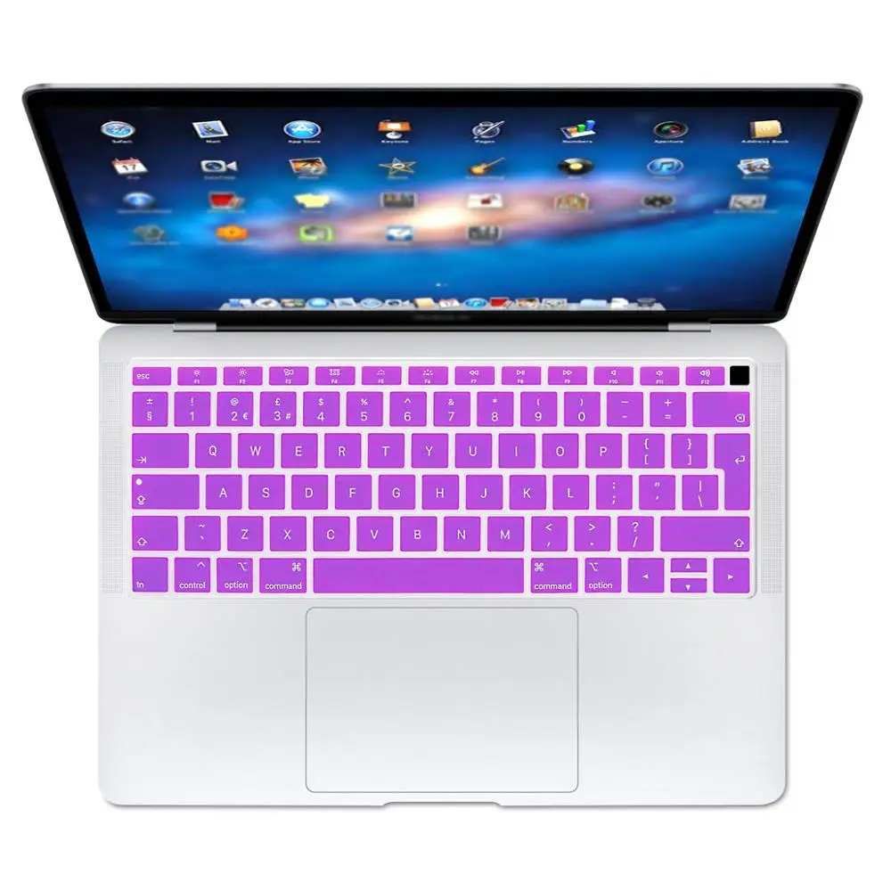 Redlai силиконовый чехол для клавиатуры Macbook Air 13 A1932 retina Dispaly& Touch ID ЕС введите Английский алфавит - Цвет: Фиолетовый