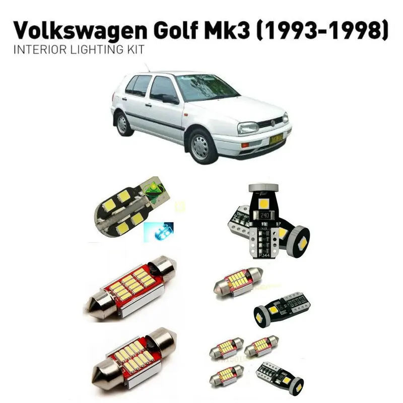 Светодиодные внутренние светильники для volkswagen golf mk3 1993-1998 11 шт. светодиодные фонари для автомобилей комплект освещения автомобильные лампы Canbus