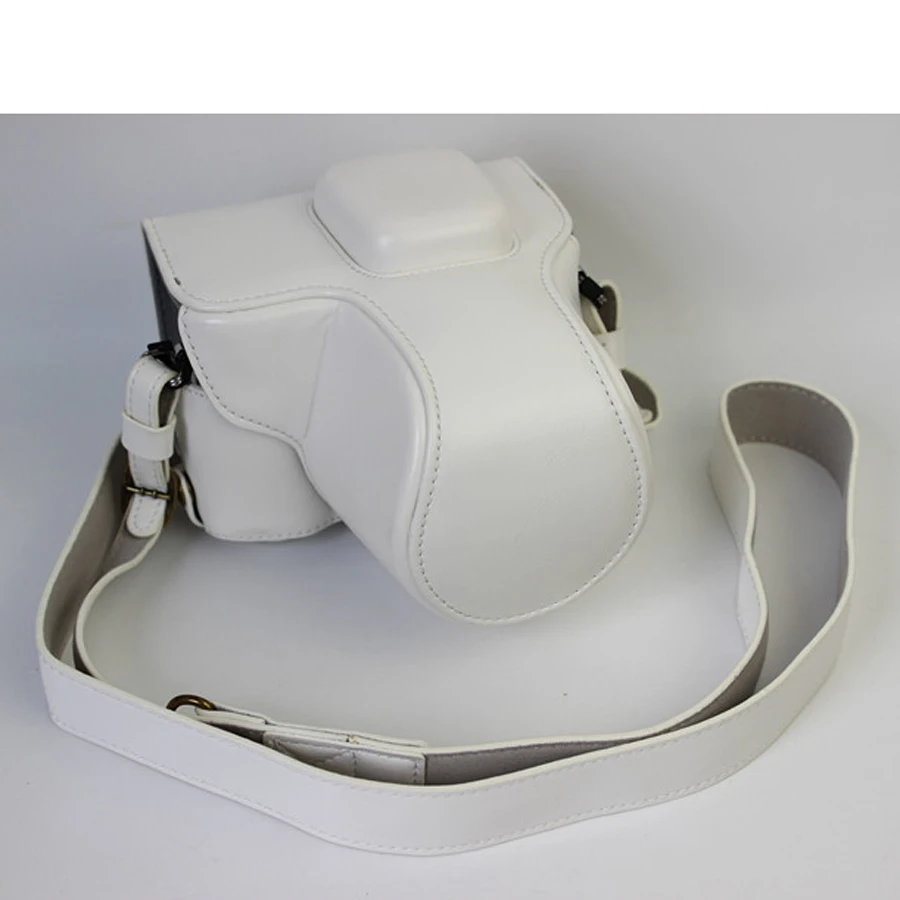 White Luxury Digital Camera Leather Case Cover for Olympus Pen Lite E