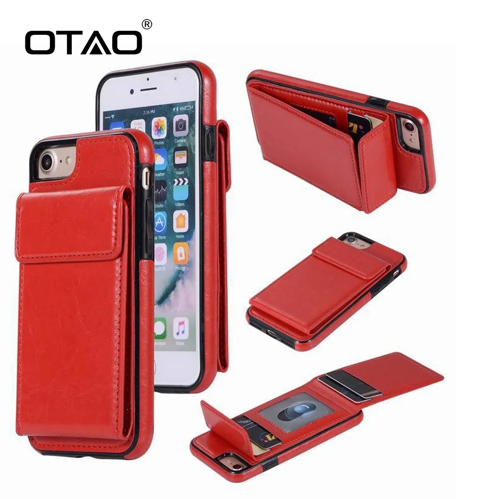 

OTAO Luxury Leather Wallet phone Case For iphone X 8 7 6 6s Plus Shell Retro PU Cases Flip Down Back Cover For Apple 10 Housing