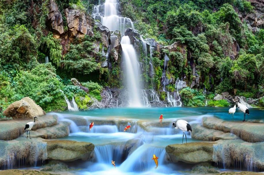風景滝 立体風景 背景の壁の絵美しい風景壁紙 壁紙 Aliexpress