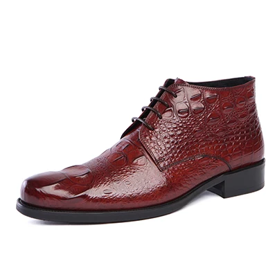 PJCMG/Новинка; Лидер продаж; классические ботильоны из натуральной кожи; Коллекция года; Мужские модельные туфли; цвет черный, красный; деловые свадебные ботинки - Цвет: red