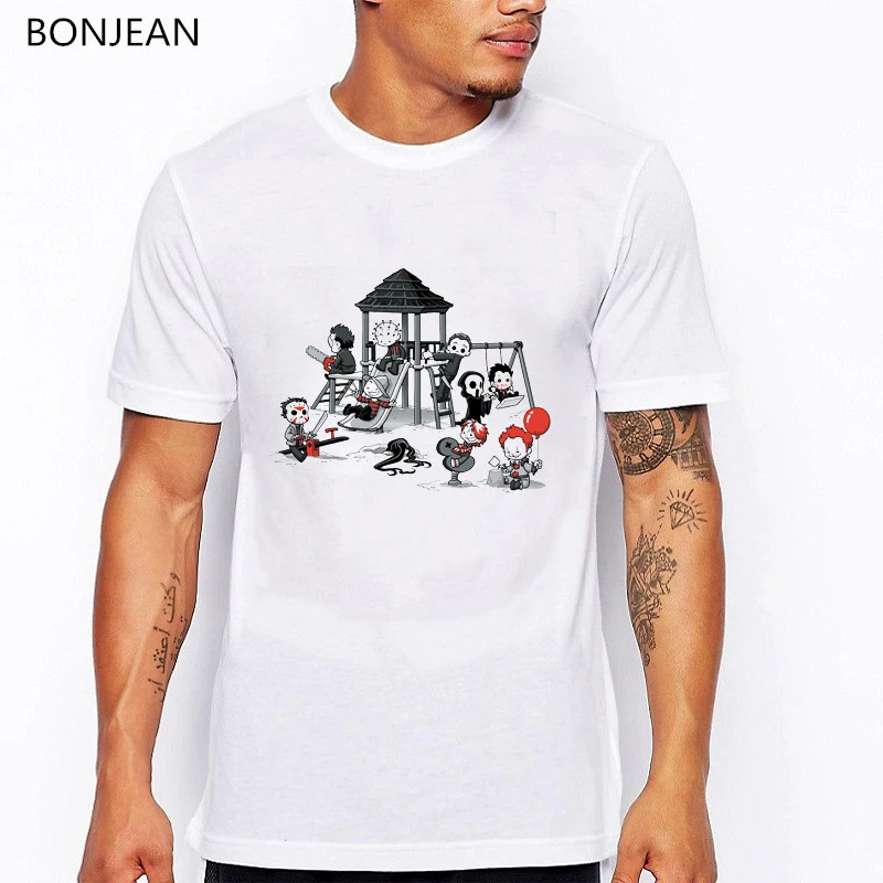 

Horror Park t shirt men funny t shirts cute clown printed tshirt homme anime shirt mens tshirts white oversized tee shirt top