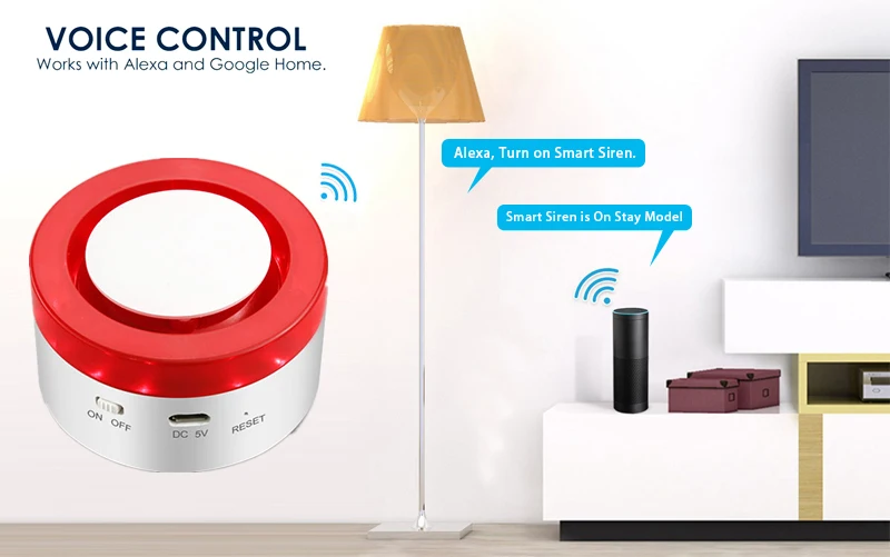 Tuya умная домашняя система безопасности, WiFi сирена сигнализация совместима с Alexa, Google home, iftt, стробоскоп сирена связь с датчиками сигнализации