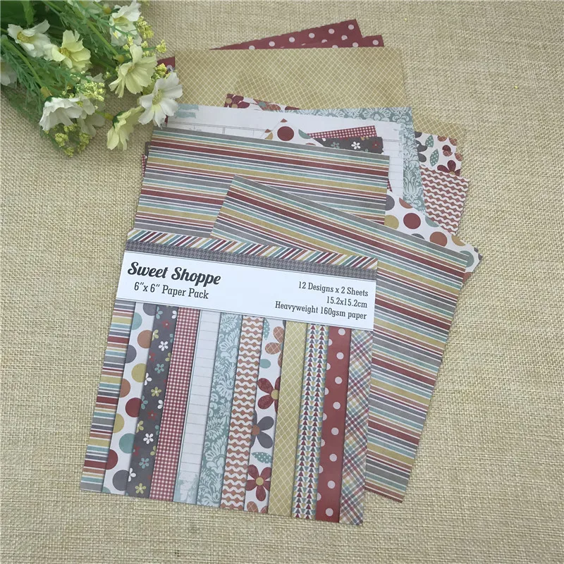 

24 sheet 6"X6" Sweet Shoppe of the flower patterned paper Scrapbooking paper pack handmade craft paper craft Background pad