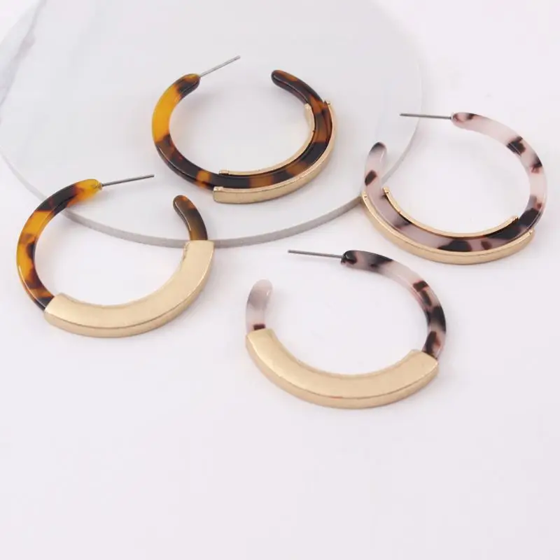 

Women Acrylic Hoop Earrings Big Circle Acetate Resin Geometric Statement Jewelry