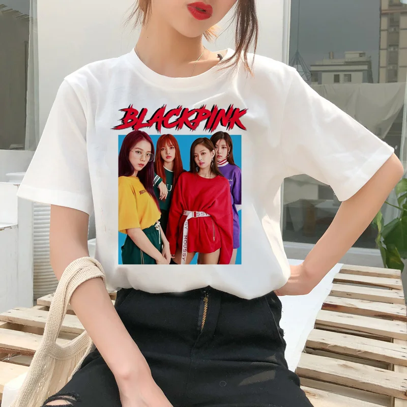 Blackpink Kill This Love Футболка Harajuku LISA JISOO JENNIE ROSE 90s мультяшная футболка женская модная футболка женская футболка Ullzang