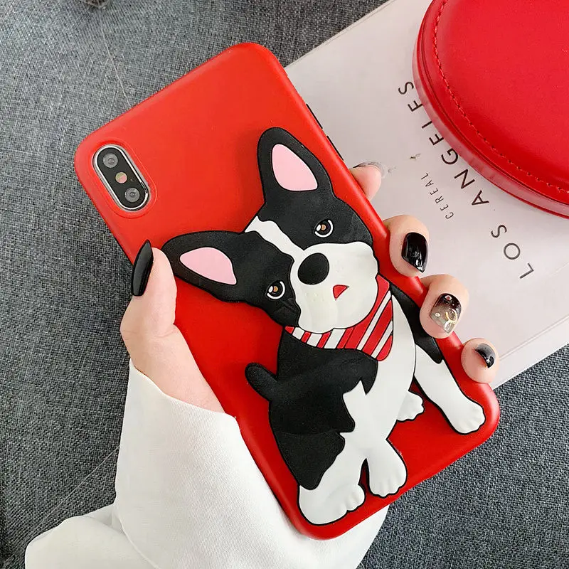 3D чехол с изображением бульдога Bichon пуделя для iPhone 7 6 6S 8 Plus X XS XR XS Max мягкая задняя крышка с подставкой для питомца собаки защитный чехол из ТПУ - Цвет: bulldog