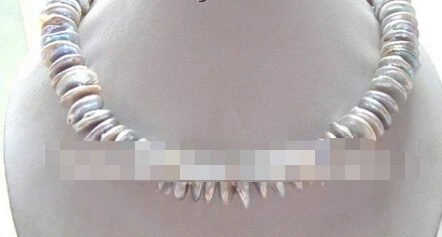 

Free shipping >>@ 996 GENUINE 17mm silver gray coin SOUTH Reborn keshi pearls necklace