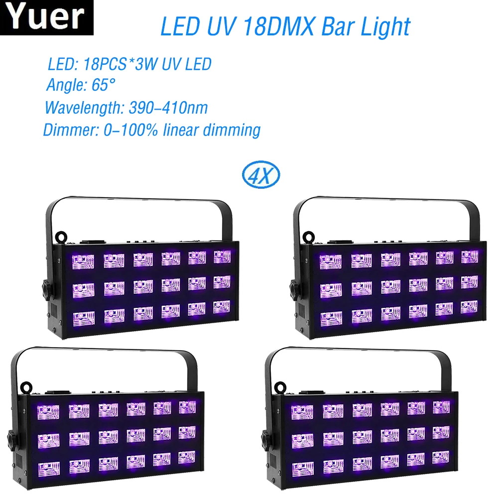4Pcs/Lot 18x3W LED UV Stage Effect Lighting DMX512 LED Violet Projection Lighting For DJ Disco Party Nightclub Event Show Stage 4Pcs/Lot 18x3W LED UV Stage Effect Lighting DMX512 LED Violet Projection Lighting For DJ Disco Party Nightclub Event Show Stage