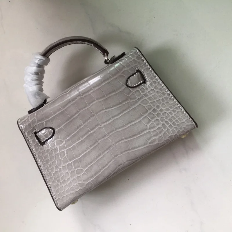 

grey bag alligator pu leather bag silver buckle small mini handbag