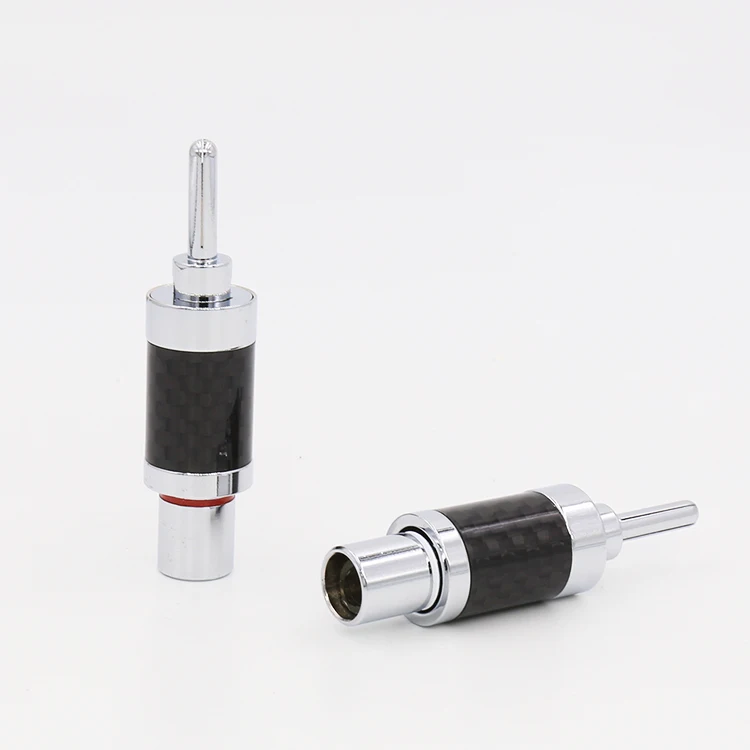 4Pc Rhodium Speaker AMP Terminal Binding Post Carbon Fiber Socket