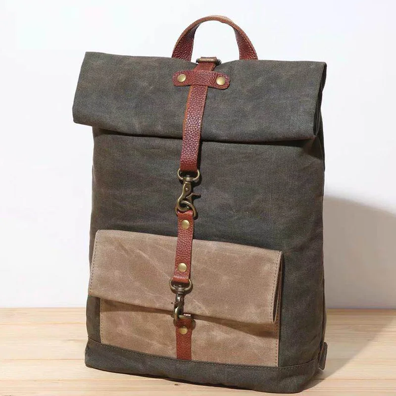 

YUPINXUAN Canvas Leather Backpacks for Men Large Capacity Traveling Rucksacks Designer Vintage Canvas Daypacks Cow Leather Bags