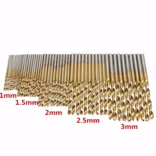 50pcs/Set Titanium Coated HSS High Speed Steel Drill Bit Set Tool 1mm - 3mm