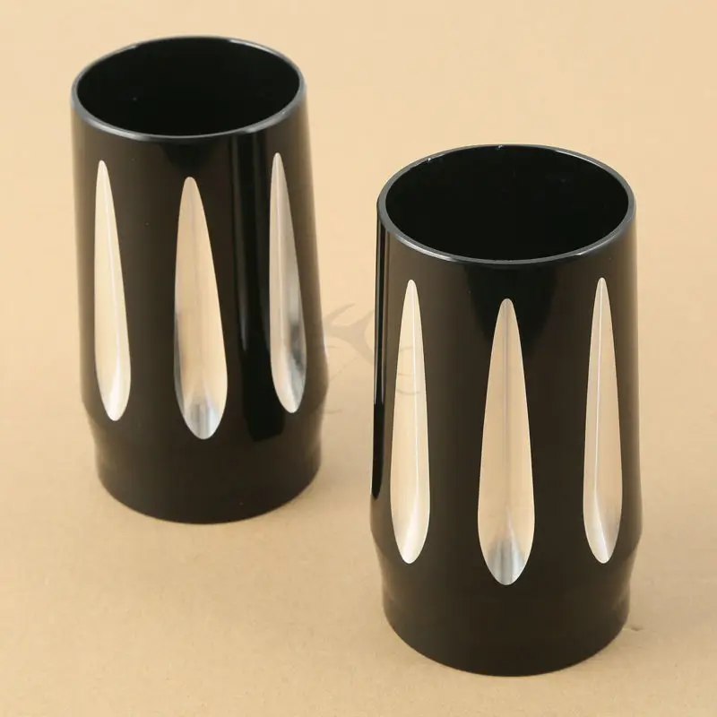 

Black CNC Motorcycle Fork Boot Slider Cover Cow Bell For Harley Tour Electra Street Tri Glide Road King FLHR FLHT FLHX 14-17